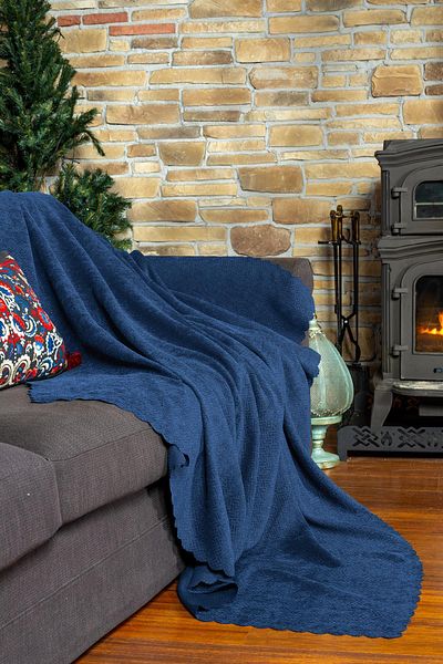 Latuda Home Husa de scaun Zenit 175x215 Mediu Decorativ Jacquard Chenille |   Husa canapea |   Anti-alunecare, albastru noapte