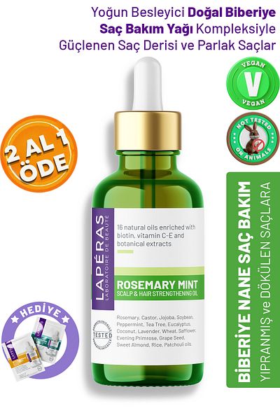 LAPERAS Natural Rosemary Oil Complex Fast Hair Growth Biotinated Vegan Hair Care for Damaged Hair