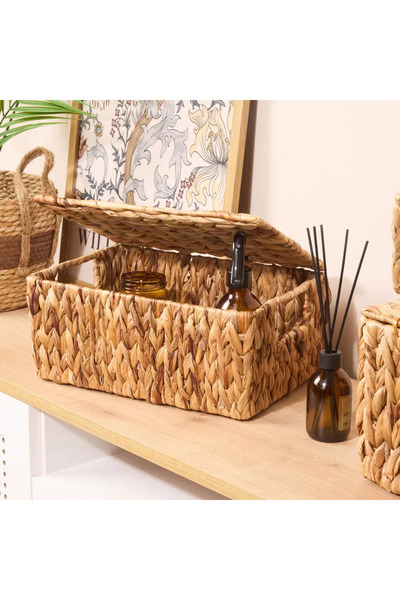 CasaLinda صندوق قش مستطيل متعدد الأغراض بغطاء M 33x24 سم