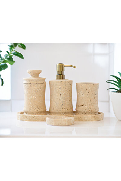 marbelix Celestia Ultra Luxury 5-Piece Travertine Marble Bathroom Set - Impor...