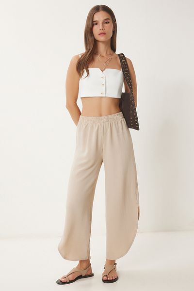 Lovelyİstanbul Ayrobin Cream Shalwar Trousers - Side Slit, Lde0003