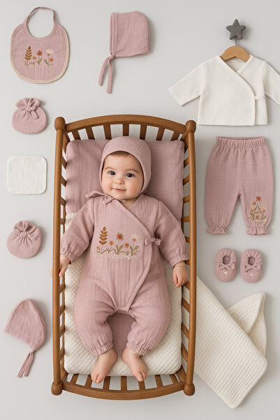 Cherub Baby Müslin Çiçekli Bebly Kız Bebek Yenidoğan 10 Parça Hastane Çıkışı ...