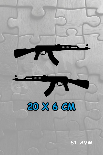 61 AVM 2'li Keleş Ak-47 - Sticker Folyo Kesim | Siyah | 20 X 6 Cm