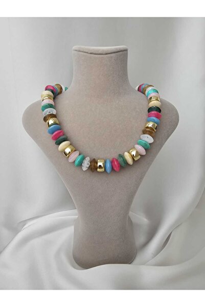 Zivazer Store قلادة نسائية ملونة من الخرز