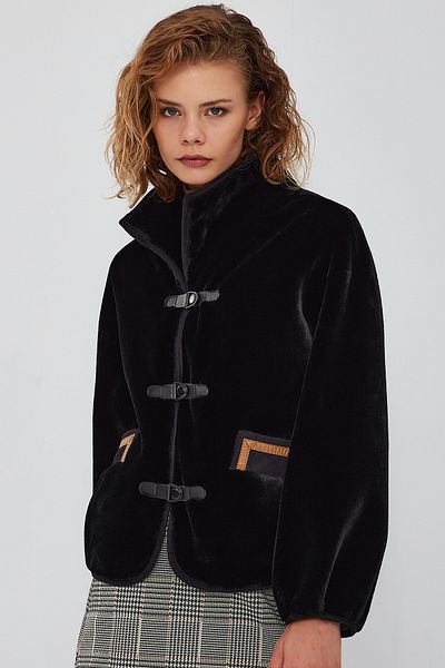 Derimod Rosiere Women's Black Teddy Jacket 23Wgd5093Ff