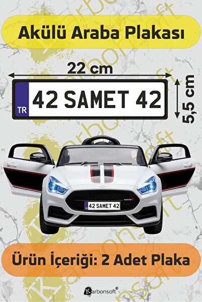 karbonsoft Akülü Araba Plakası | Kişiye Özel Akülü Araba Plakası | Akülü Araba Özel Plaka | Aksesuar (2 Adet)