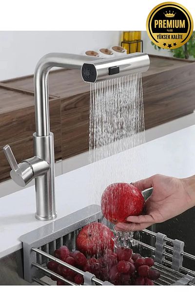 banyonatural First Quality Stainless Steel Alba Spiral Waterfall Sink Kitchen Faucet Chrome Color 3 Functions