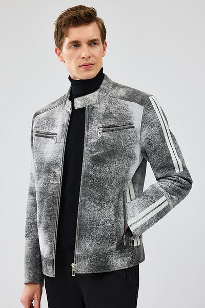 Derimod Carrera Men's Gray Nubuck Leather Sports Jacket 24Wgd6528Wb