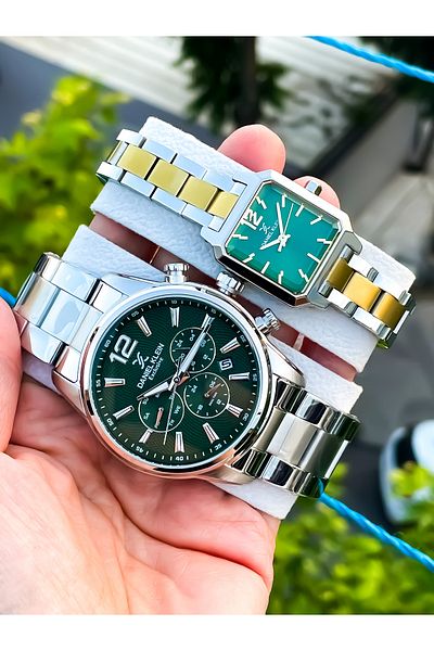 Daniel Klein Original 2 Years Warranty Steel Case Steel Cord Stainless Steel Darkening Lover's Couple Watch