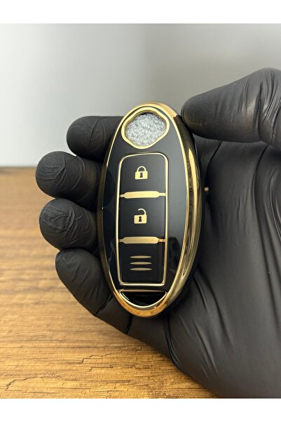 Luxe Aksesuarr Pentru Nissan Qashqai Micra Tiida X-Trail compatibil Smart 2 butoane cheie controler husă din silicon Siayh culoare