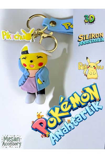 Mesan Accessory Pokemon Pikachu Figure 3D Silicone Keychain