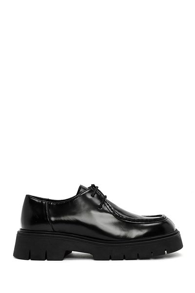 Derimod Black Leather Women's Masculine Shoes - Lace-up, Model 24WFD 141422