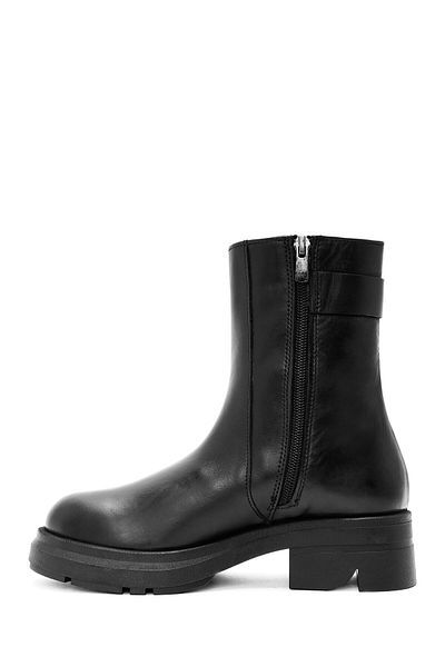 Derimod Women's Black Zippered Leather Boots 24Wfd 186018