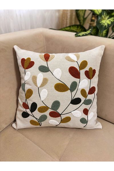 Mustgross 43x43cm Husă de pernă decorativă din in - 2 bucăți brodate cu perforare