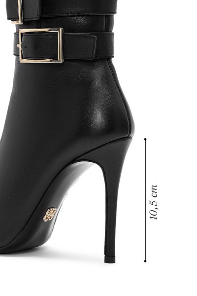 Derimod Women's Black Thin Heeled Zippered Leather Boots 24Wfd 121918