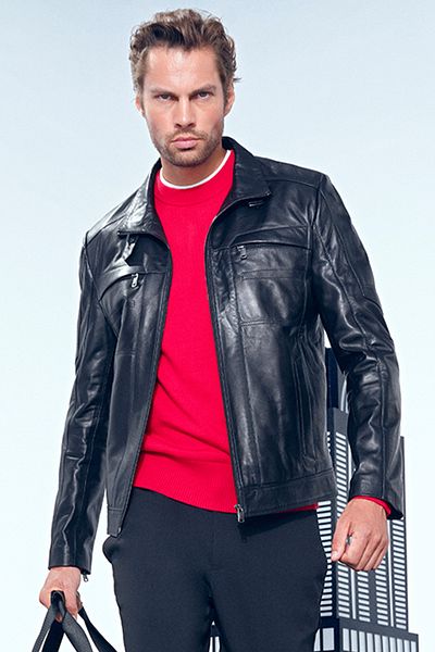 Derimod Xavier Men's Black Leather Jacket - 24Wge6526Ev