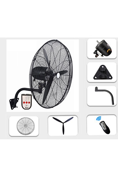 Ventus 30" Vantilatör 200W Duvar Tipi Sanayi Tipi Endüstriyel Kablolu ve Uzaktan Kumandalı (75cm Çap)
