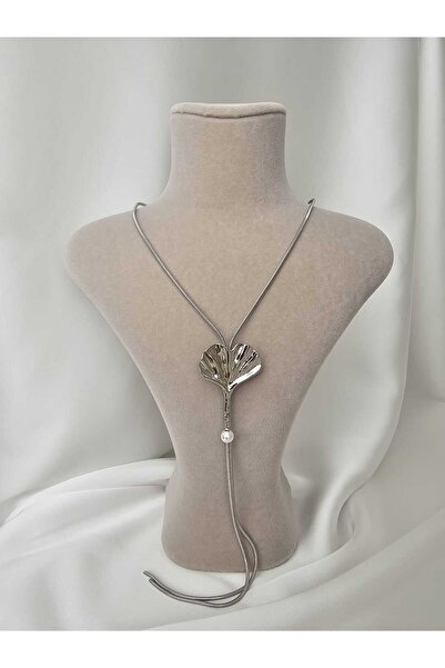 Zivazer Store قلادة نسائية من الفولاذ المقاوم للصدأ مع تفاصيل أوراق الشجر