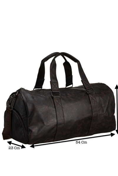 Westpolo Unisex Vegan Deri Seyahat, Spor Çantası - Kahverengi