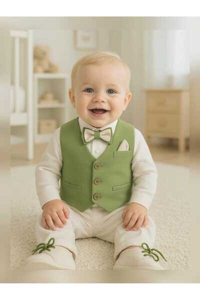 Calide Baby&Kids طقم بيبي بوي مع ربطة عنق / ملابس للمناسبات الخاصة / أخضر جوزي
