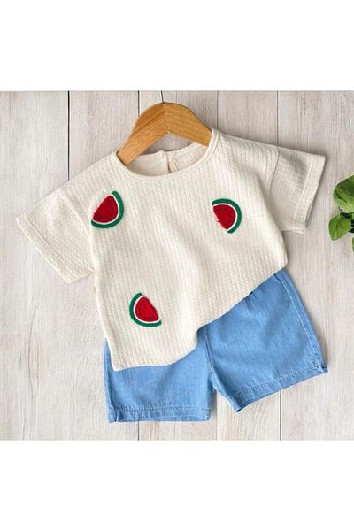 Necix's Watermelon Printed Baby Girl Double Set
