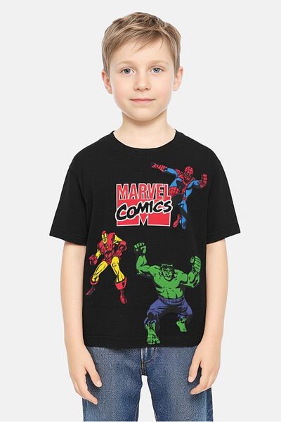 Marvel Toddlers Boy Short Sleeve Graphic Print T-Shirt, Black