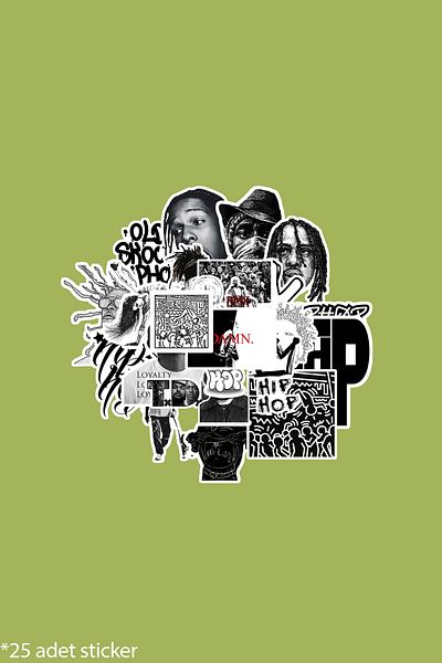 dadi ramba Black and White Hip Hop - Agenda - Planner - Notebook - Laptop Sticker Sticker - Sticker Pack