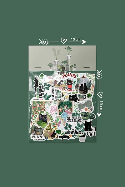 dadi ramba Plants and Cats Bullet Journal - Planner - Notebook - Laptop Sticker Decal - Sticker Pack