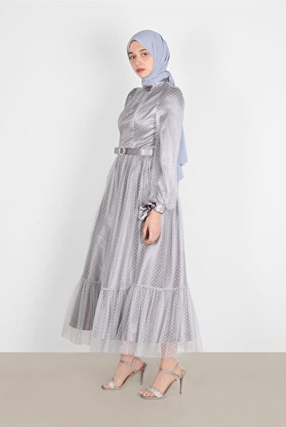 Alvina Puantiyeli Pullu Abiye Elbise 50246