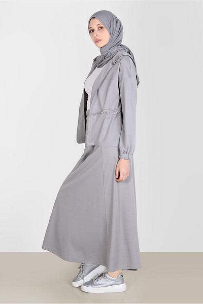 Alvina Hooded Zippered Two Skirt Tracksuit Set - 42848