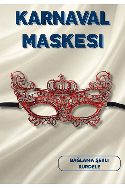 TTT Red Color Lace Mesh Embroidered Party Mask Model 2