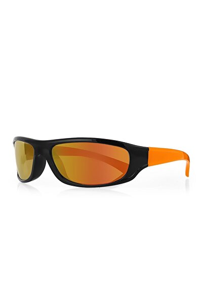 Kinary Bisiklet Güneş Gözlüğü Siyah Parlak Çerçeve Turuncu Sap Kırmızı Aynalı...