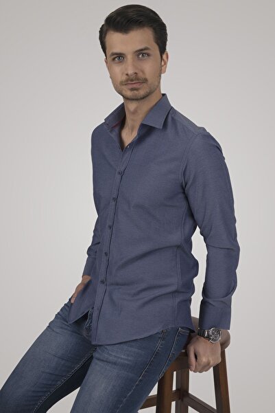 Etikmen Royal Blue Slimfit férfi ing díszdobozban