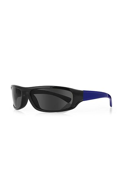 Kinary Cycling Sunglasses Black Shiny Frame Navy Blue Temple Black Glass 3007