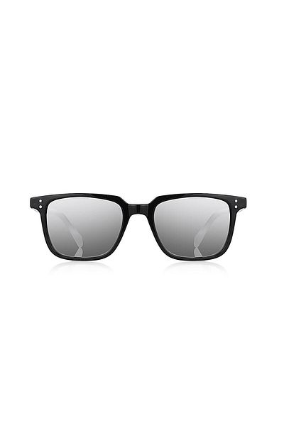 Kinary Unisex Sunglasses Black Shiny Gray Mirrored 2028