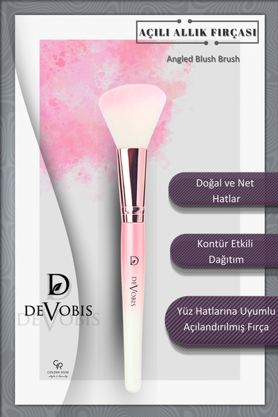 Golden Rose Devobis Angled Blush Brush - Profesyonel Açılı Allık ve Kontür Fı...