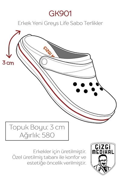 ÇİZGİ MEDİKAL Ανδρικές παντόφλες Navy Blue New Greys Life Sabo