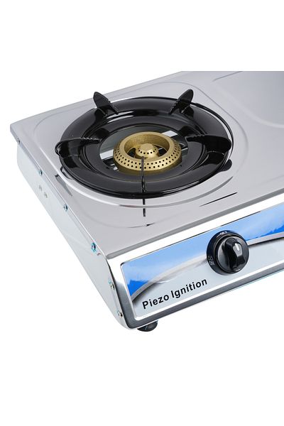 sonashi Double Burner Gas Stove - Durable Stainless Steel Body with Piezo Ignition System | LPG with Low Gas