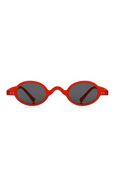 Kinary Round Unisex Sunglasses Transparent Matte Red 1028
