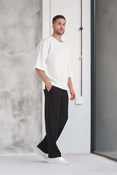 Valiberta Κοντό μπλουζάκι White Oversize Crew Neck Fakir Sleeve