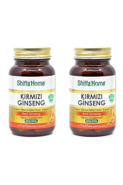 Shiffa Home 2 Kutu Aksu Vital Red Ginseng Kırmızı Kore Ginseng 60 Kapsül X 2 X 850 M Kırmızı Ginseng