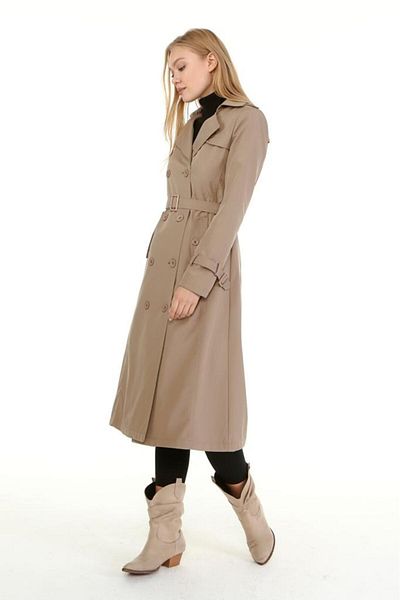 Jamila Seasonal Lined Women's Long Trench Coat-cap