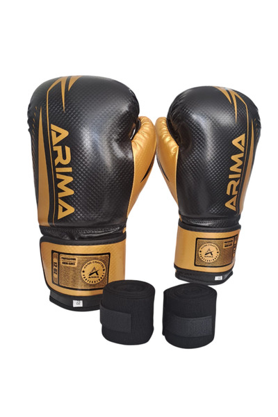 ARIMA Arıma Carbon-2 Boks-Kick Boks - Muay Thai Eldiveni (10oz-12oz) + Bandaj Set