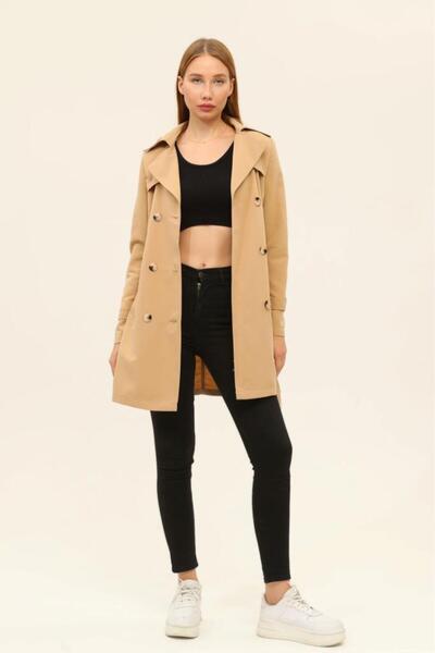 Jamila Yazlık Astarsız Gabardin Kumaş Kısa Kadın Trençkot