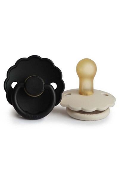 Frigg Daisy Double Rubber Pacifier - Cream/Jet Black 0-6 Months