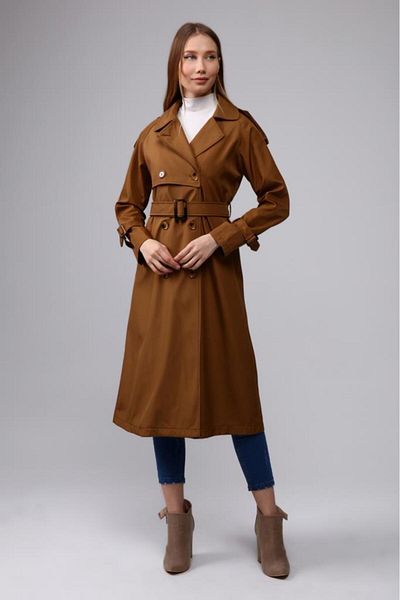 Jamila Raglan Sleeve Seasonal Lined Long Trench Coat, Cap