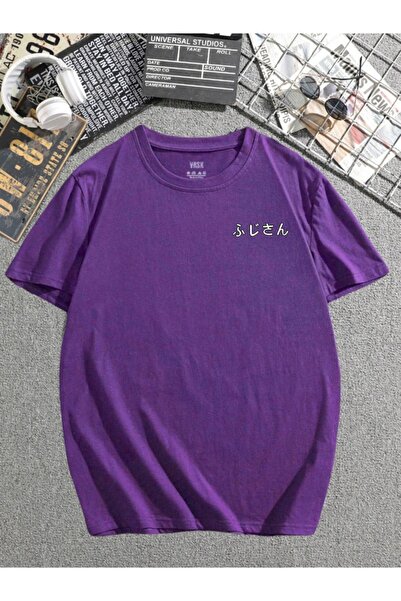 Sweetline Футболка оверсайз унісекс з принтом гори Фудзі, фіолетова