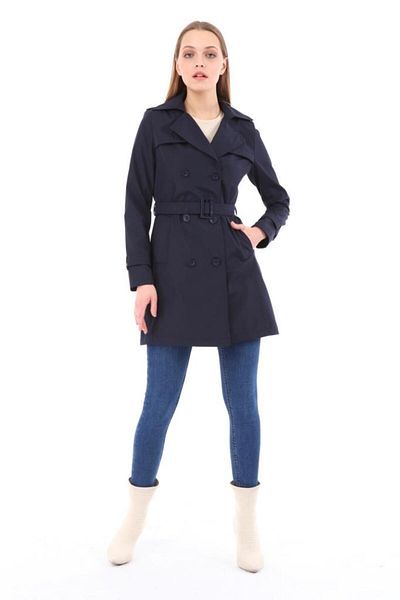 Jamila Women's Large Size Lined Trench Coat Cap