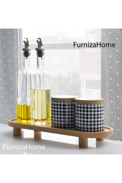 Furniza Home Çok Amaçlı Ahşap Ayaklı Düzenleyici Sunumluk Servis Tabağı Ayakl...