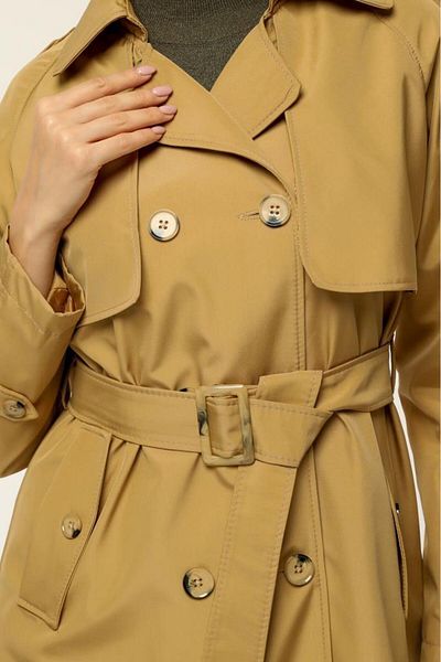 Jamila Double Pocket Seasonal Bondit Fabric Long Women's Trench Coat